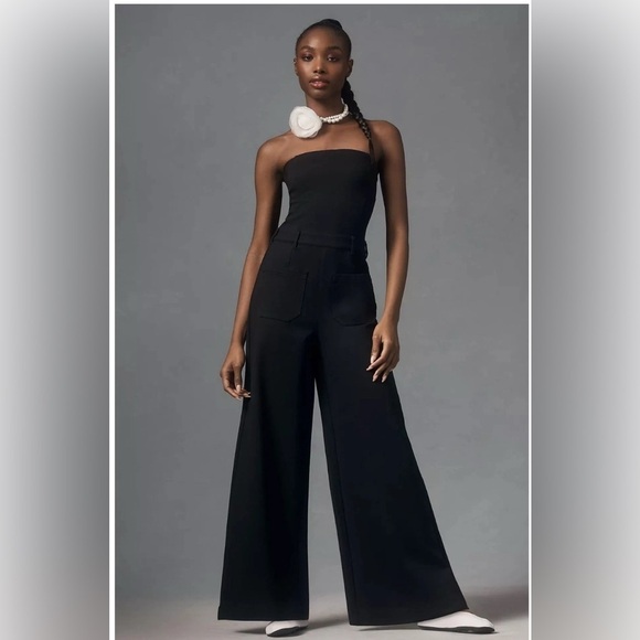 Pilcro Pants - Anthropologie Pilcro NWOT Strapless Black Wide-Leg Jumpsuit - XS